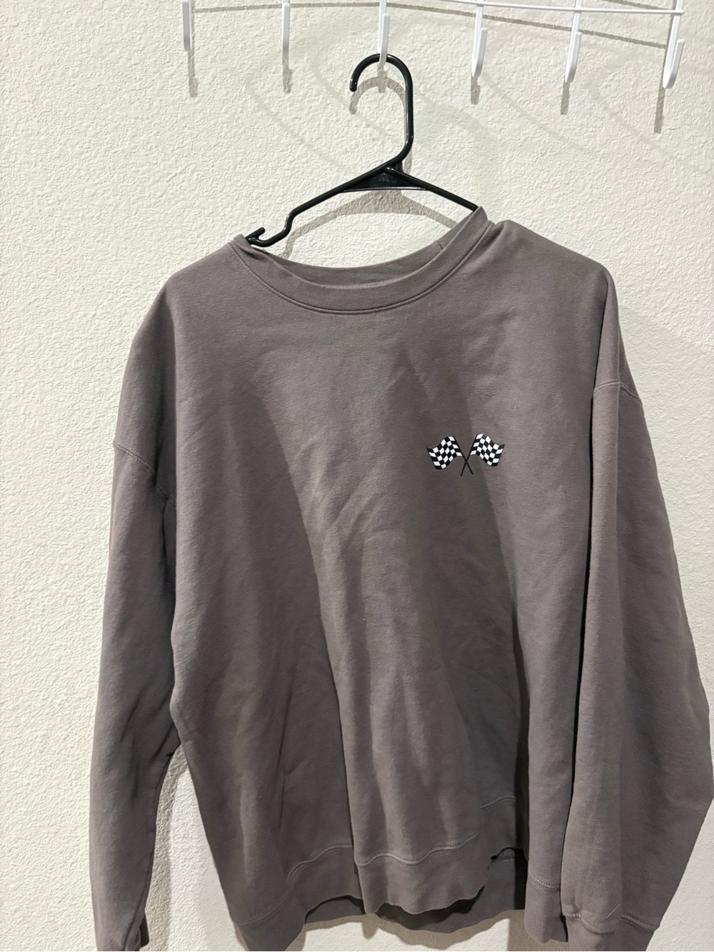 Gildan Gray Crewneck Sweatshirt with Racing Flag Embroidery